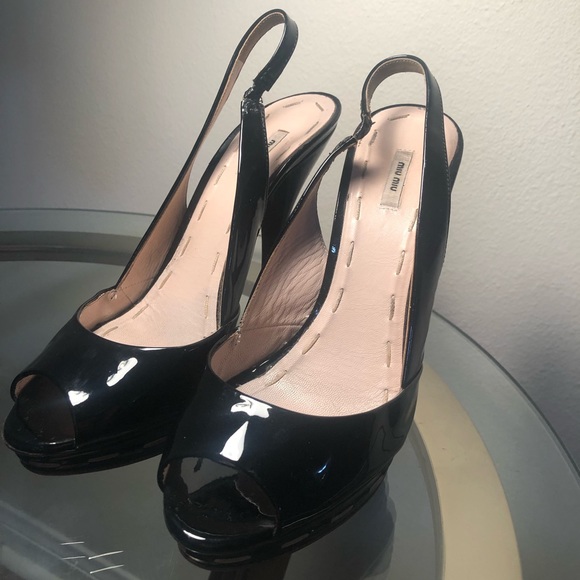 Miu Miu SZ 38 Stunning Heels Black Slingback - Picture 3 of 8